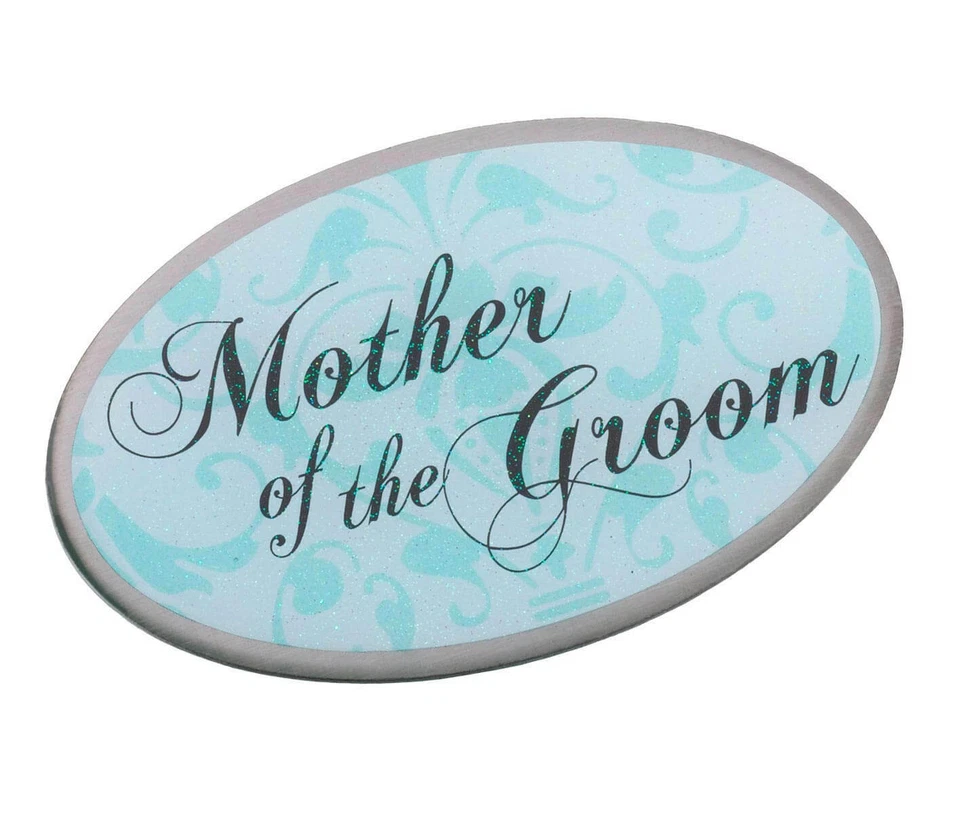 Pin ovalado Aqua madre del novio boda ducha despedida de soltera Foto 1 de 1