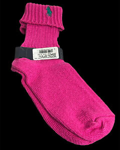 Vintage NOS Ralph Lauren Women’s Hot Pink Socks w/ Teal Horse Logo Made in USA  