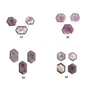 Natural Untreated Raspberry Sapphire Gemstone 6Ray Trapiche Hexagon Shape Sets - Picture 1 of 5
