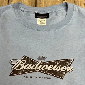 Vintage Promo Budweiser King of Beers Light Blue T Shirt Sz XL Crown Logo Y2K . - Picture 1 of 10