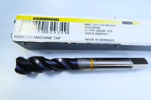 NEW GUHRING 7/16-20UNF H5 HSS-E GOLDRING IGNATOR BOTTOMING 3 FLUTE CNC HAND TAP - Picture 1 of 3
