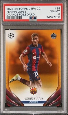 2023-24 Topps FERMIN LOPEZ Jersey #16/25 Orange Foil Holo ROOKIE PSA 8 POP 1/1 - Image 1 of 4