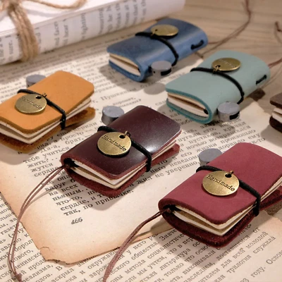 Retro Mini Leather Notebook Pocket Creative Vintage Notepad Travel Diary Planner - Image 1 of 4