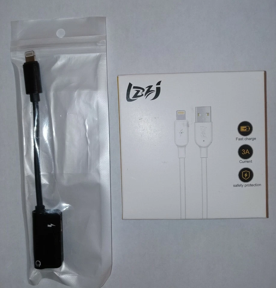 Lightning Cables 02 & adaptador Audifonos iphone 3.5mm.New - Image 1 of 4
