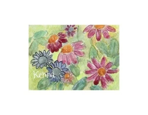 Aceo By Kenna Original HP Painting Flowers 2.5” X 3.5” Signed - Picture 1 of 2