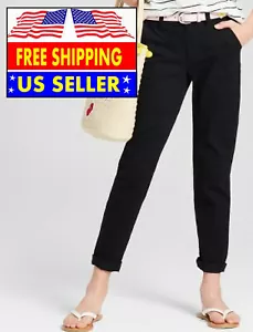 GIRLS CAT & JACK TWILL SKINNY PANTS W/ ADJUSTABLE WAIST BUTTON, BLACK - Picture 1 of 4