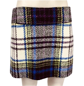 BURBERRY MODERN CREME LILA SCHWARZ GRÜN BLAU CREME KARIERT WOLLE MINIROCK GRÖSSE 6 - Bild 1 von 4