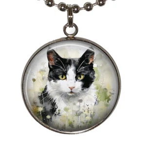 Collar de resina de regalo de esmoquin blanco negro gato mamá 24" dije nostálgico jardín de primavera - Imagen 1 de 4