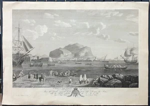 stampa antica Jacob Philipp Hackert Palermo Porto grande rara 1780 circa veduta - Picture 1 of 12