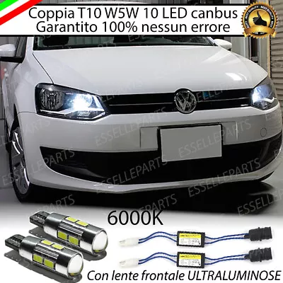COPPIA LUCI DI POSIZIONE 10 LED VW POLO 6R 6C T10 W5W DAL 2014 IN POI 6000K - Immagine 1 di 4