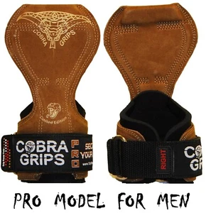 Cobra Grips PRO Weight Lifting Straps Power Lifting Grip Pad PRO Brown Leather - Picture 1 of 10