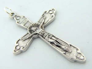 Cross Crucifix Jesus Christ Silver P Made In Italy Pendant Medal Religious Gift - Picture 1 of 1