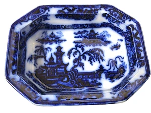Gemüseschüssel PELEW Flow blau von E. Challinor um 1840 Ironstone 10 1/2" mal 8 1/4" - Bild 1 von 5