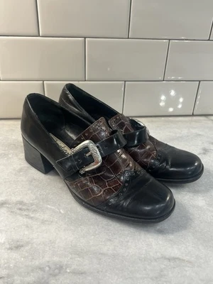 Zapatos mocasines Brighton elegantes negros y marrones para mujer talla 7 medianos Foto 1 de 4