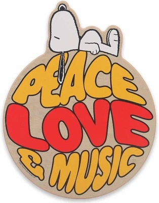Peanuts Snoopy Peace Love and Music Round Wood Wall Decor - Fun Orange  - Image 1 of 4
