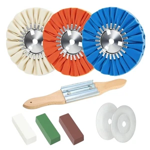 9 Pcs Airway Buffing Wheel Kit 8" Polishing for Aluminum & Angle Grinder - Picture 1 of 6