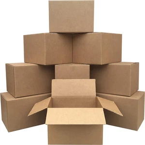 10 Pack Cardboard Shipping and Packing Moving Boxes Medium Size 18" x 14" x 12" - Picture 1 of 11