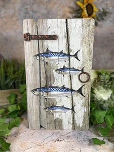 Rustic Vintage Style Mackerel Key Box Handmade from Reclaimed Wood & Metal - Picture 1 of 5