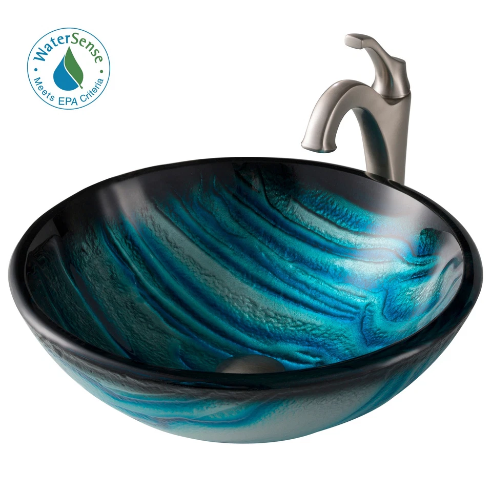 Kraus C-GV-399-19MM-1200 Arlo & Glass 17" vaso de vidrio baño Foto 1 de 4