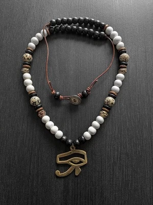 Collar colgante de latón Ojo de Horus joyería egipcia para hombre hecha a mano 30 en tribal Foto 1 de 4