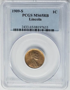 1909-S Lincoln Cent 1c MS65RB PCGS 950725-6 - Picture 1 of 3