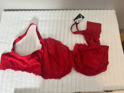 Torrid Women 44DDD Underwire Unlined Lace Red Bra - Image 1 of 4
