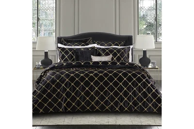 Conjunto de capa de edredom Davinci Julienne preto e dourado tamanho King + 2 fronhas. - Imagem 1 de 4