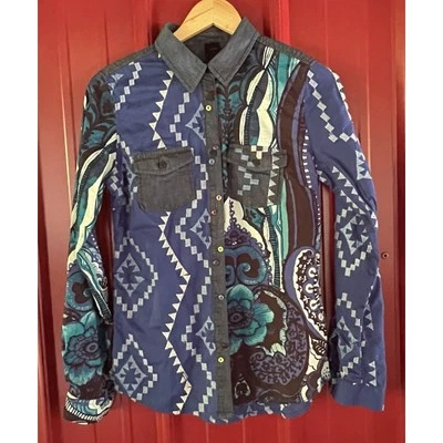 Camisa Desigual Top Abotonada Colorida Patrón Suroeste Bordada Mediana Foto 1 de 4