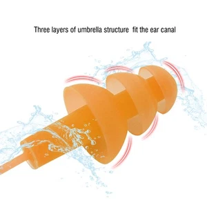 Orange Wasserdicht Silikon Schnurrbart Lärmschutz Schwimmen Ohrstöpsel Ohren CU - Bild 1 von 9