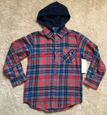 Sudadera con capucha de franela a cuadros juvenil parche de dinosaurio por 365 niños (garanímales) talla 8 NUEVO Foto 1 de 4