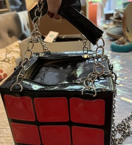 Rubik’s Cube inspirierte Handtasche lustiges Nerd Geschenk für Freunde Ketten Streber Retro Vintage - Bild 1 von 13