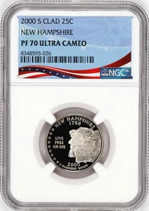 2000-S Proof State Quarter, New Hampshire  PF70 Ultra Cameo NGC - Picture 1 of 4