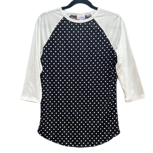 Neu mit Etikett S Randy Baseball T, LuLaRoe, gepunktet, schwarz-weiß, Raglan T-Shirt - Bild 1 von 4