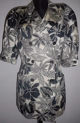 ESCADA 复古夹克外套 10 40 Safari 丛林埃及棉黑色棕色米色 — 第 1/4 张图片