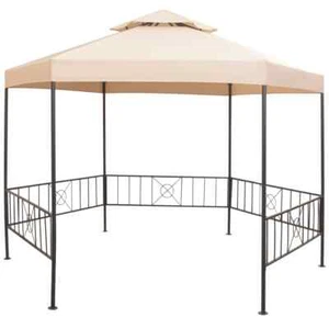 NNEVL Garden Marquee Gazebo Pavilion Tent Hexagonal Beige 323x265 cm - Picture 1 of 8