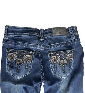 Grace In LA Jeans Women 27 X 30 Blue Bootcut Low-Rise Denim Embroidered HEMMED - Picture 1 of 9