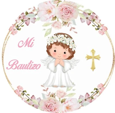 Papel de azucar comestible para pastel ( Mi bautizo / spanish )  8 inches round. - Image 1 of 4