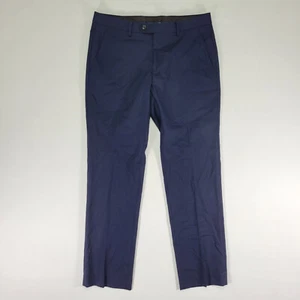Alfani Men's Dress Pants Trousers Flat Front Navy Blue Poly Blend 33 x 30 SLIM - Picture 1 of 10