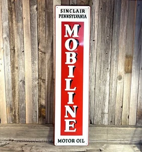 Sinclair Mobiline Gas Oil Large 30" Embossed Metal Steel Sign Garage Vintage New - Picture 1 of 4