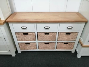 Monchique Off White Large Sideboard with Baskets - Picture 1 of 2