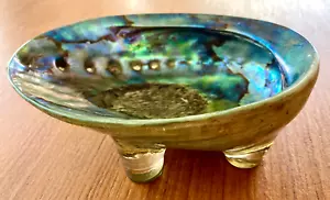 1960s Mid Century Genuine PAUA ABALONE SHELL NEW ZEALAND BOWL Lucite Legs - Picture 1 of 12