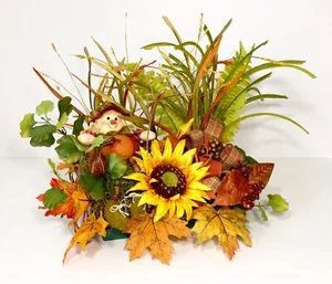 PUMPKIN SCARECROW FALL HARVEST HALLOWEEN ARRANGEMENT THANKSGIVING CENTERPIECE  - Picture 1 of 12