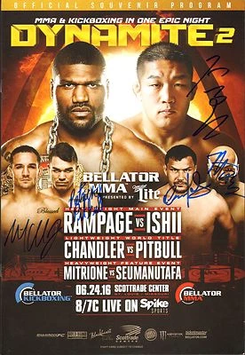 Satoshi Ishii Michael Chandler +3 Signed Bellator MMA Dynamite 2 Event Program - Image 1 of 4