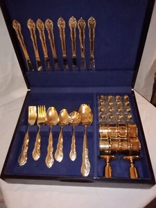 International Silver Company 24 kt Goldplated Flatware Entertaining Ensemble 71p - Picture 1 of 1