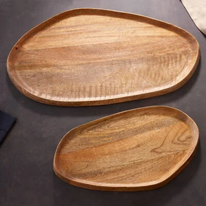 Massives Tablett 2er Set AMAZONAS 56cm Mangoholz handgearbeitet	 handmade Ablage - Bild 1 von 8