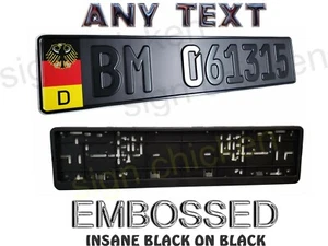ALEMÁN NEGRO SOBRE NEGRO, ETIQUETA ESTILO EURO, BMW, placa LICENCIA EUROPEA, CUALQUIER TEXTO - Imagen 1 de 3