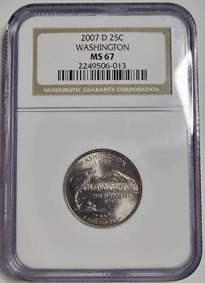 2007 D State Quarter NGC MS-67 WASHINGTON - Image 1 of 4