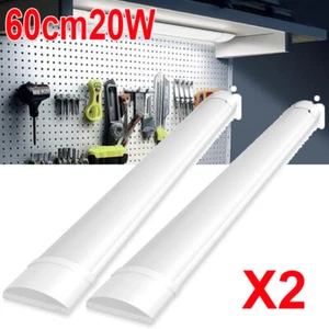 2Pack LED Batten Tube Light Shop Light 2FT Workbench Garage Ceiling Lamp Fixture - Picture 1 of 6