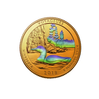2018 Voyageurs Park Quarter 24 Karat Gold layered with Hologram Detail - Image 1 of 2