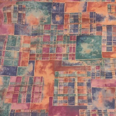 Vintage green orange upholstery curtain fabric Sewing Craft - Image 1 of 4